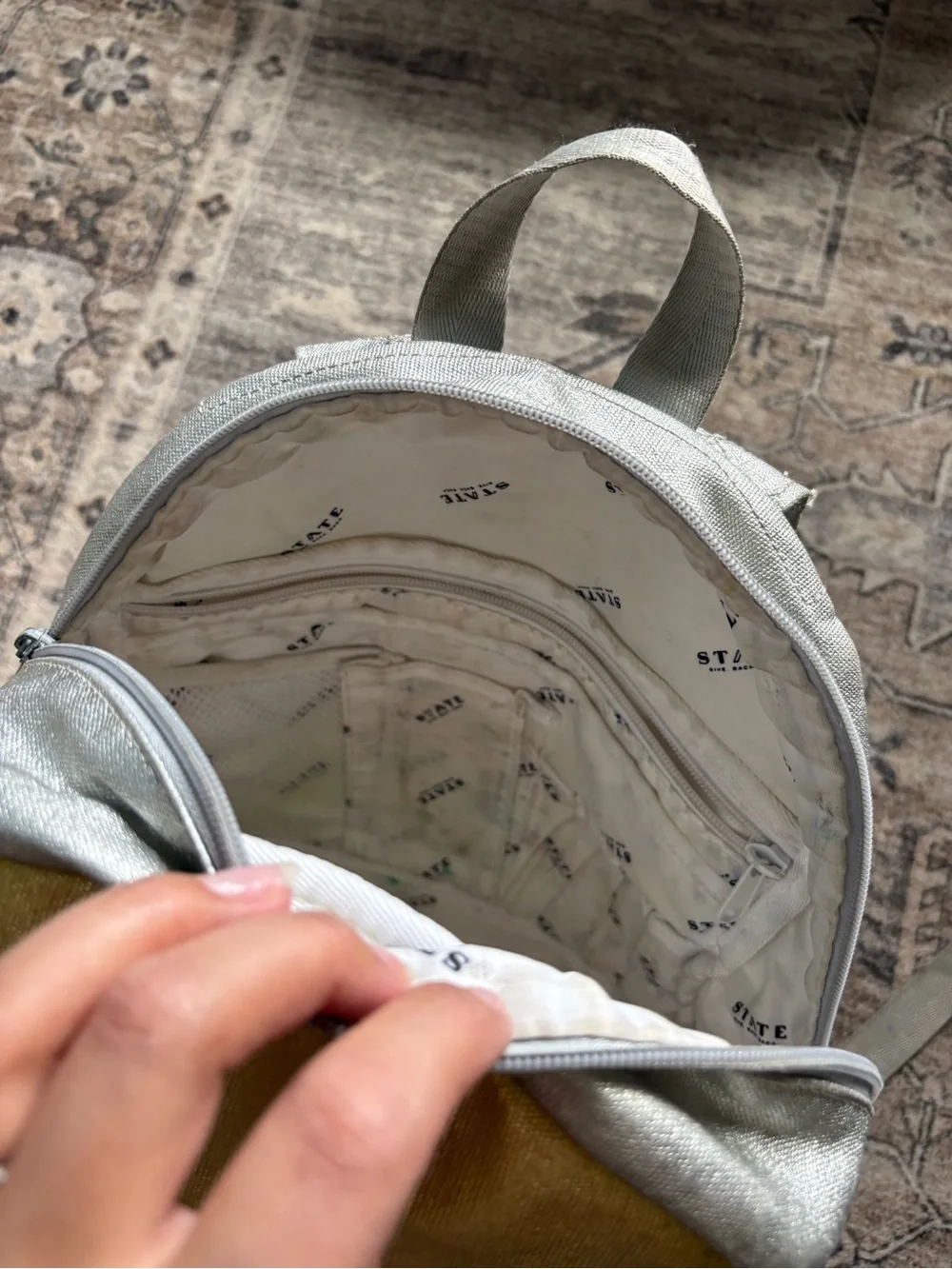 STATE metallic silver gold backpack back to school shimmer